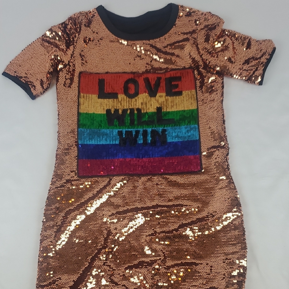 Sequin Dress with Rainbow Patch